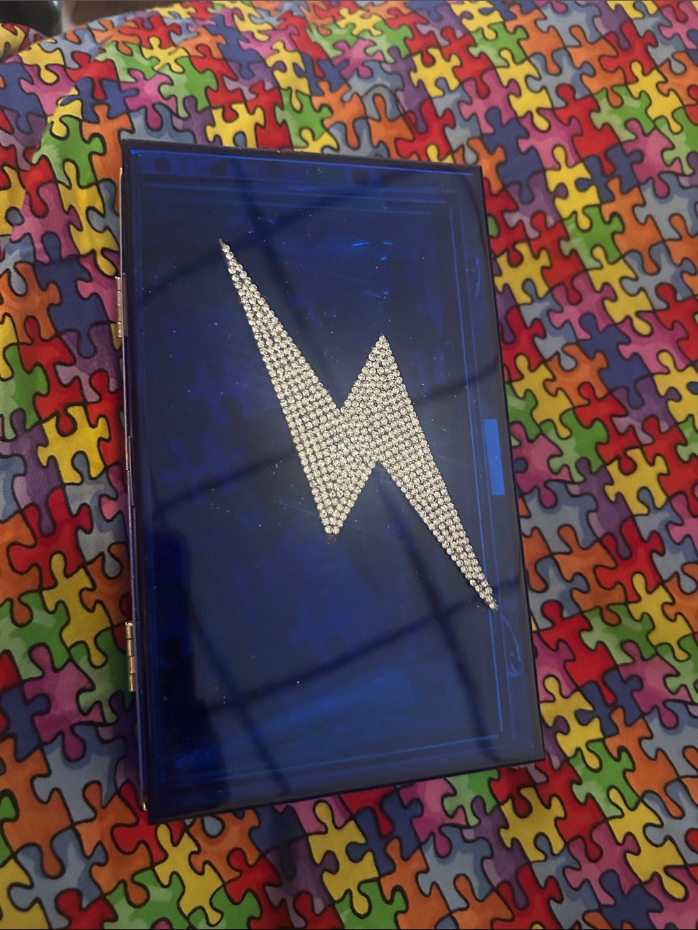 Blue Rhinestone Lightning Bolt Clutch